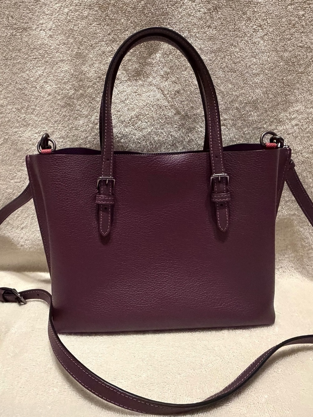 Coach Plum Leather Satchel with Removable Strap - Picture 2 of 4